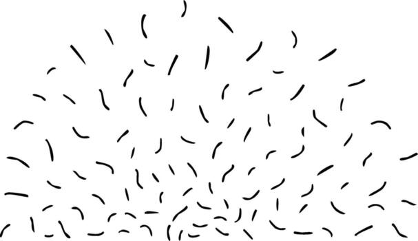 Abstract composition with many small black lines radiating from the bottom edge vector