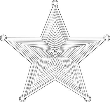 Stylized Star Badge with Concentric Lines and Circular Emblems vector