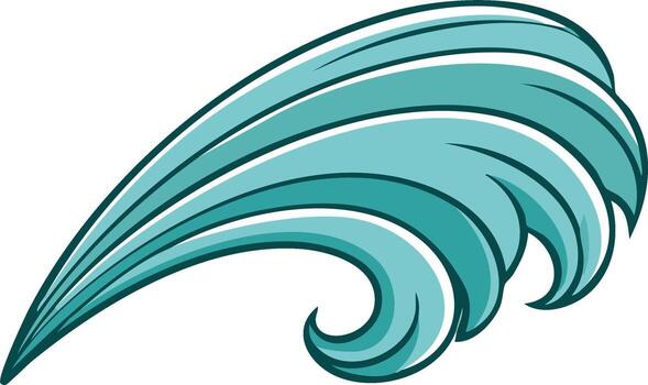 Stylized Blue Waves Pattern Curling and Flowing in Windswept Design vector