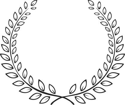 Detailed Laurel Wreath Outline in Circular Shape with Intertwined Branches for Celebratory Design Elements vector