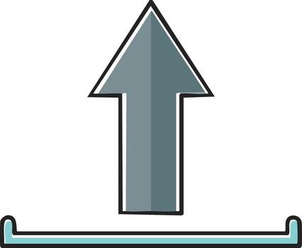 Upward gray arrow icon for upload function, representing data transfer and loading illustration vector