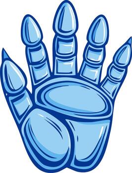 azul robótico mano o garra con agudo garras abierto gesto vector