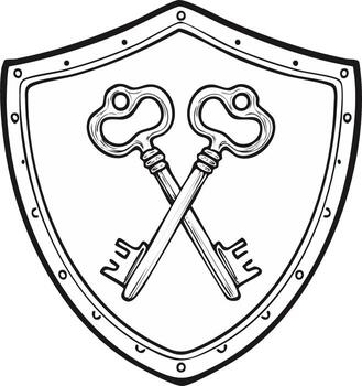 Emblem of crossed keys on a shield vector