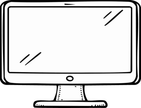 Hand drawn doodle of a modern computer monitor with a blank screen vector