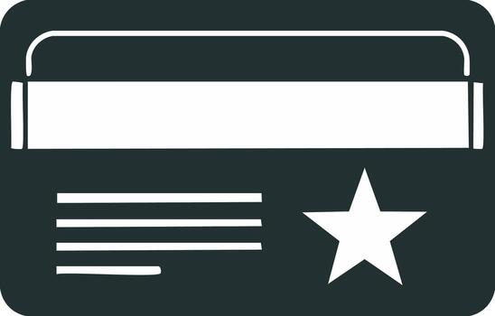 sencillo icono de un afiliación o lealtad tarjeta con un estrella símbolo para un recompensas programa vector