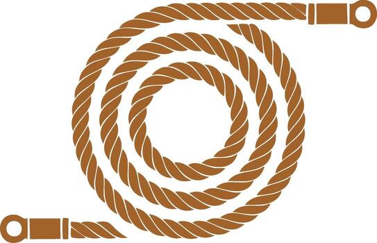 enroscado cuerda con lazo termina, marrón y broncearse, aislado en blanco antecedentes vector