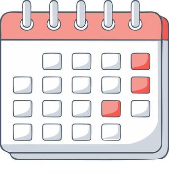 Simple illustration of a calendar with red highlighted dates and a coral top border vector