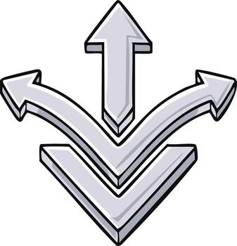 Decisions illustrated with cartoon Arrows representing Choices Direction Routes and Paths forward in business vector