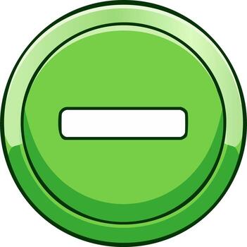 Green Cartoon Style Minus Sign Button, Emphasizing Reduction, Removal, Decrease and Numerical Negative Symbol vector