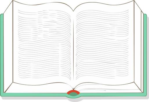Open book with blank pages and textured lines on the right and left pages vector