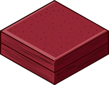 Isometric illustration of a textured red layered block dessert or confection vector