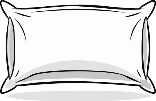 Cartoon style drawing of a rectangular white pillow, filled with soft feathers vector