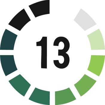 circular degradado cargando bar con número trece mostrar, indicador Progreso gráfico vector