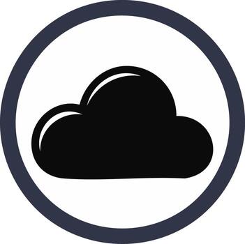 Illustration of a dark cloud inside a circle. Conceptual image representing cloud computing technologies vector