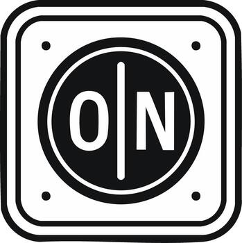 Monochrome ON power switch icon with letters in a circle for web and UI design vector
