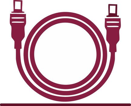 Burgundy Cord with Connectors in a Loop Technical Setup for Media Connection vector