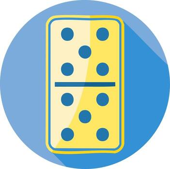 Double five domino tile icon in a modern flat design style with a long shadow vector
