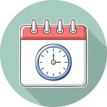 Time management concept with a calendar and clock icon for appointments, scheduling, and deadlines vector