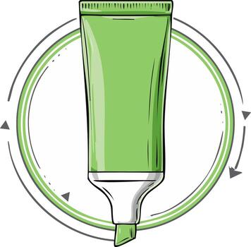 Lime Green Highlighter Pen Graphic Surrounded by Dynamic Circular Elements vector