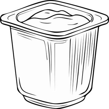 Simple Line Art Illustration of a Container Filled with Yogurt vector