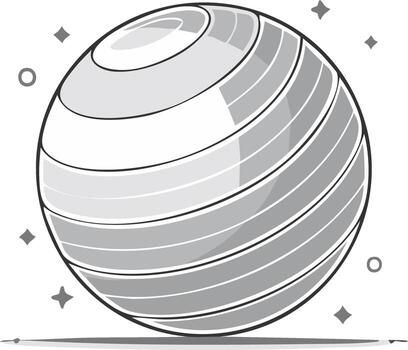 Abstract spherical shape with circular elements and starbursts graphic design vector