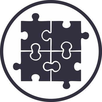 rompecabezas piezas dentro un circulo símbolo para problema resolviendo, trabajo en equipo o estrategia vector