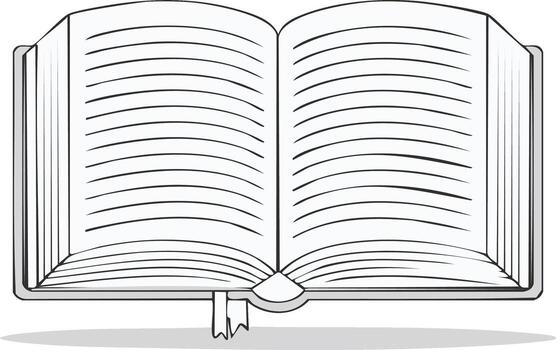 Open book illustration with pages, reading material and knowledge concepts, education or learning vector