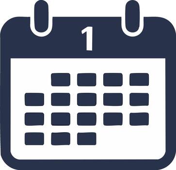 sencillo plano diseño calendario icono mostrando fecha uno para planificación, Planificación, y eventos vector