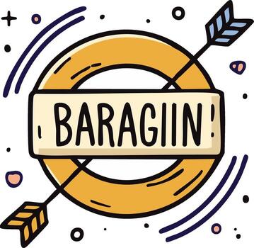 baragiin mongol guión texto con flecha circulo y mano dibujado estilo decoración gráfico vector