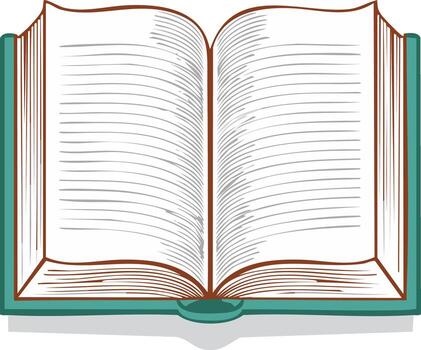 Open Book Sketch Illustration with Blank Pages Ready for Text, Study Resource Concept vector