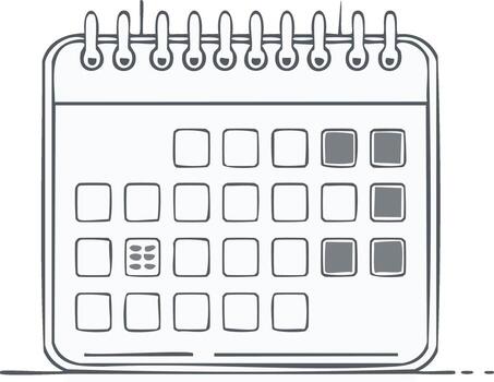 Hand drawn calendar illustration with marked dates for planning and scheduling vector