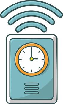 Digital clock with wireless signal waves overhead for modern timekeeping concept vector