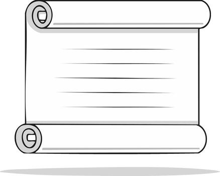 White Blank Scroll Paper with Rolled Ends, Cartoon Style Frame for Message or Invitation vector