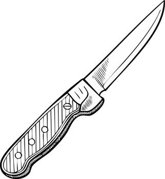 detallado bosquejo de un fijo espada cuchillo con encargarse de con redondeado contornos Perfecto para tallado o Cocinando vector