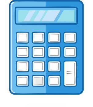 estilo de dibujos animados calculadora ilustración en azul, con botones y monitor vector