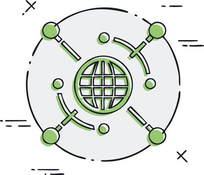 resumen globo con interconectado nodos representando global comunicación red vector