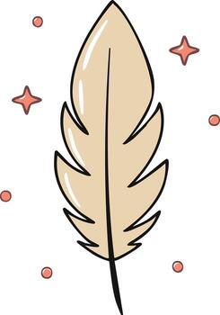 Decorative feather design with sparkles and dots. Aesthetic illustration for invitations vector