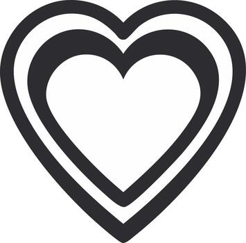 Graphic heart symbol with a double outline representing love affection and emotion vector