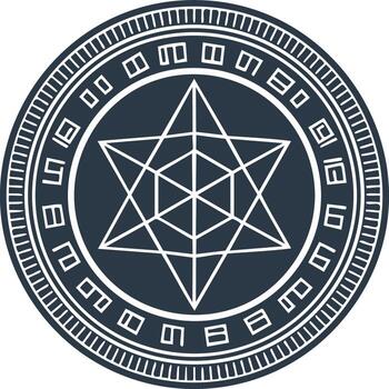 Esoteric Seal with Six-Pointed Star and Outer Ring of Symbols in Circular Form vector
