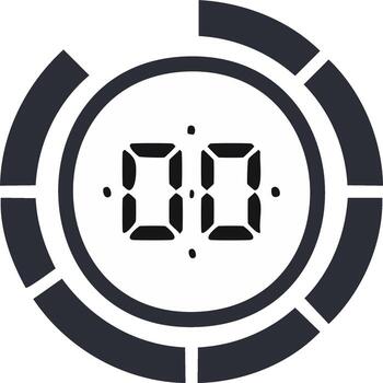 Digital timer showing zero time concept. Modern design with dark gray segments vector