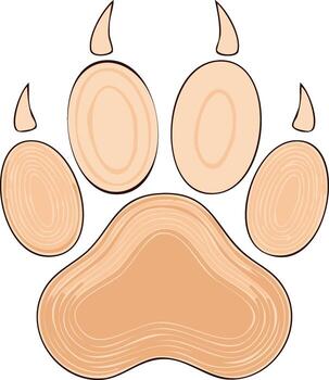 Stylized Paw Print with Wood Grain Texture and Sharp Claws vector