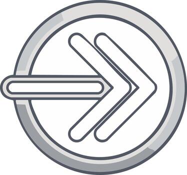 Right arrow icon inside a gray circle, flat design. Modern graphic element for web or apps vector