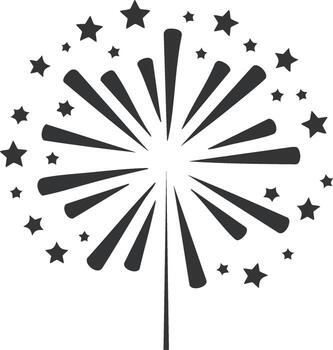 Graphic depiction of a bursting firework with scattered stars in a symmetrical radial pattern vector