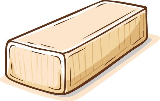 Simple drawing of a light brown rectangular bar with a cream colored top and ribbed sides vector