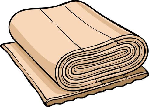 Neatly Folded Tan Fabric Material Stacked for Storage or Display vector