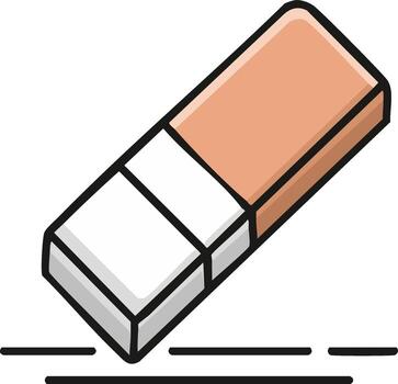 Illustration of an eraser removing a line, representing correction, revision, or editing vector