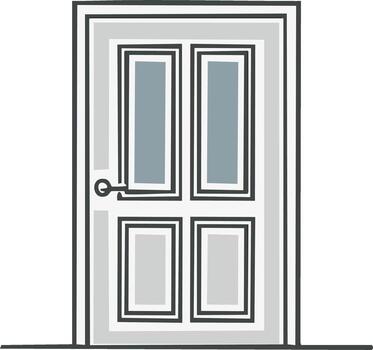 An open door with a window and a light switch vector