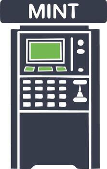 illustration of an ATM kiosk with a display screen and numeric keypad for banking vector