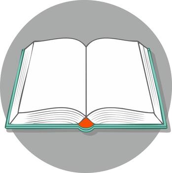 Minimalist flat design icon of an open book with blank white pages for copy space vector