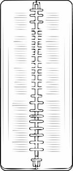 Sketch of a bound notebook with lined pages and a wire spine, vertical orientation vector